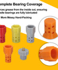 Various colored adapters for Dirt Bike Swingarm And Linkage Bearing Grease Tool Kit With 16mm 18mm 20mm 22mm Adapters For 125cc To 500cc Dirt Bikes Pro Grade Bearing Maintenance Kit