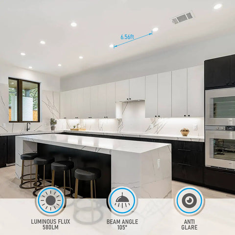 Eight Pack Four Inch Slim Led Recessed Ceiling Lights Delivers Smooth Illumination Straight Upgrade For Modern Living Areas With Adjustable Cct Tones Clean Aluminum Housing And Zero Squint Anti Glare Baffle Trim