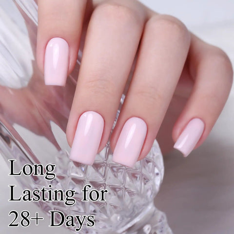HEMR Free Gel Nail Polish Set With Milky Pink And Pastel Pink, Two 10ml Bottles, UV LED Soak Off Kit, Long Lasting Up To 28 Days