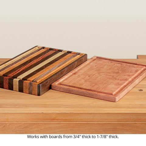 Juice Groove Router Jig For Cutting Boards, Adjustable Rails That Create Clean Juice Grooves On Boards From Ten And One Quarter Inch To Eighteen And Three Quarters Inch, Powder Coated Steel Rail Design, No Fuss Setup, Made In USA for boards 3/4 to 1-7/8 inches thick