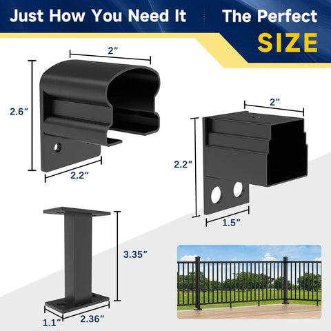 4 Pack Aluminum Fixed Railing Brackets With Level Foot For Outdoor Decks And Porches Built Tough No Fuss Rust Resistant Textured AAMA 2604 Powder Coat Finish Railing Bracket Connectors For Modular Rail System Easy Install And Long Lasting