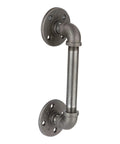 Industrial Pipe Barn Door Handle 6 Inch Rustic Farmhouse Heavy Duty Hardware Set With Steel Grey Iron Fittings Flanges and Pipes