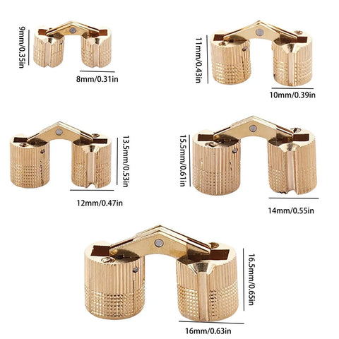 Two Pack Brass Cylindrical Concealed Cabinet Hinges For Doors No Fuss Install Hardware With Quiet Smooth Operation 180 Degree Adjustable