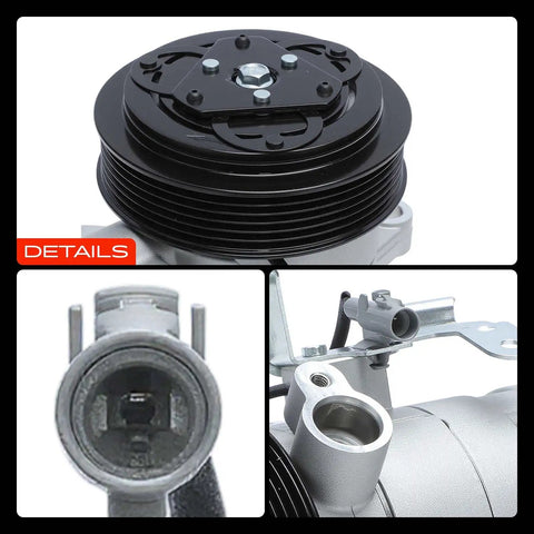 Close-up details of AC Compressor With Clutch That Fits Subaru Forester 2014-2018, Impreza 2012-2016 2.0L, Crosstrek 2016-2017