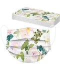 Floral Print Disposable Face Masks For Glasses Wearers 3 Ply Breathable Anti Fog Face Cover With Adjustable Nose Wire