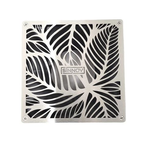 Pro Grade Outdoor 6 by 6 Paver Drain Grate for Driveways and Patios, Fits 3 Inch or 4 Inch Drain Pipe, decorative leaf pattern
