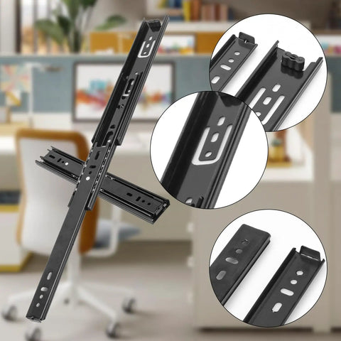 Eight Pairs 10 Inch Full Extension Drawer Slides Black Side Mount With Screws Ball Bearing Rails for kitchen and office cabinets