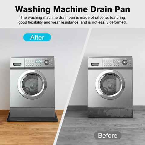 Before and after using 27x29 Inch Silicone Washing Machine Drain Pan With Raised Edge Anti Slip Drip Tray Black Waterproof