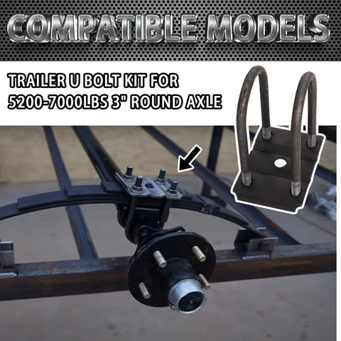 Beefed Up Heavy Duty Trailer U Bolt Kit For 5200 To 7000 Pound Axles Seven Inch Long Half Inch Diameter installation view