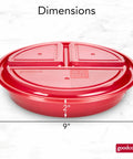 Red Meal Prep Containers Set 10 Piece BPA Free Round Food Storage With Labeled Compartments Snap Shut Lids Dimensions