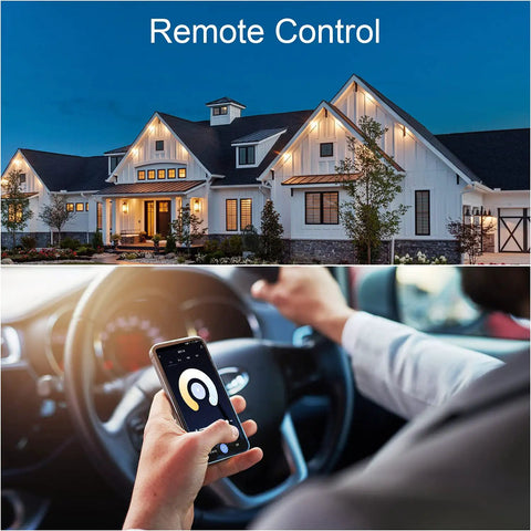 Hands controlling 4-Inch Smart Recessed LED Lights With Junction Box, RGB Color Changing Downlights, 9W 600LM via phone app.