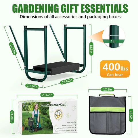 Foldable Garden Kneeler And Seat With Anti Tipping Frame Widened Thick Soft Kneeling Pad Heavy Duty Gardening Stool With Tool Bag