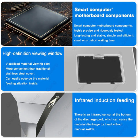 Close-up of smart computer motherboard components with high-definition viewing window and infrared induction features