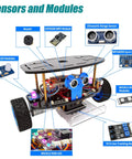 Self Balancing Robot Car Kit With Arduino IDE Compatibility For Hands On Coding And Tinkering In Robotics And STEM Projects Includes Line Tracking Ultrasonic Sensor And IR Remote Programming Set, sensor module layout