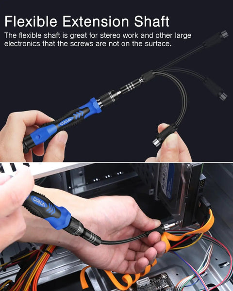 Flexible extension shaft from 61 In 1 Precision Screwdriver Set With 57 Bits And Magnetic Extension Rod For electronics.