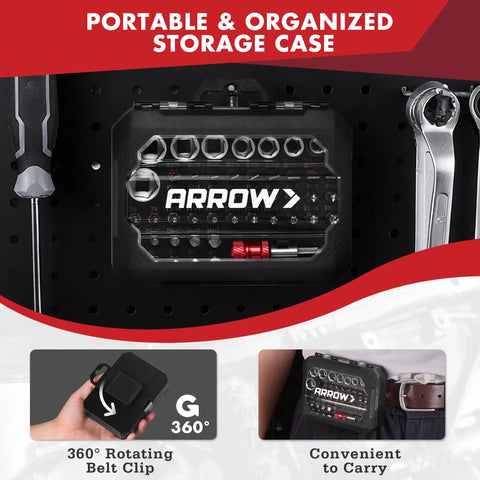 48 Piece Screwdriver Bit And Socket Set With Color Coded S2 Steel Bits Magnetic Bit Holder And 6 To 13 mm CRV Sockets in portable case