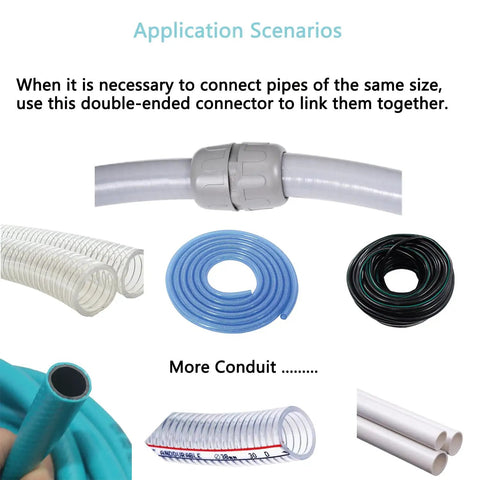 Pro Grade 180 Degree Liquid Tight Connectors Npt One Half Inch Double Ended Straight Splice Fittings for Electrical Flexible Conduit Non Metallic Pvc in application scenario with various conduit types.