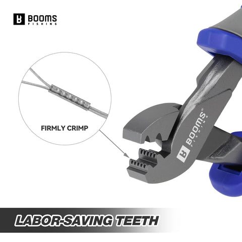 Close-up of 6.5 Inch Crimping Pliers for Single Barrel Crimpers with 300 Sleeves and a Lanyard included XW41, firm crimping teeth visible.