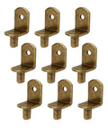 Premium L Shaped Cabinet Shelf Clips With 6mm Holes 40 Pack Bronze Metal Support Pegs for storage and bookcase use.