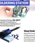 2 In 1 Hot Air Rework And Soldering Iron Station For Pros With 10 Solder Iron Tips, 4 Nozzles, showing temperature control features