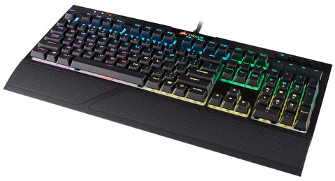 Top Tier Mechanical Gaming Keyboard With Butter Smooth Cherry Red Linear Keys And Killer Per Key RGB Backlighting For Your PC Rig showing RGB keys and USB pass-through.