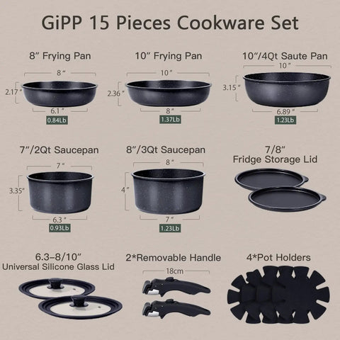 Ceramic Pots And Pans Set With Detachable Handle For Easy Cleanup Nonstick Cookware That Is PFAS Free PFOA Free PTFE Free
