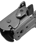 Badass Heavy Duty Folding Brackets For Tables And Bed Legs, 8 Pack Self Locking Hinges With Wood Screws, Sturdy Cold Rolled Steel extension support, black hinge in view.