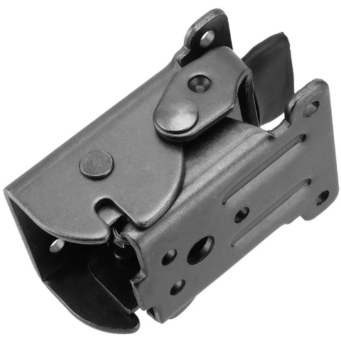 Badass Heavy Duty Folding Brackets For Tables And Bed Legs, 8 Pack Self Locking Hinges With Wood Screws, Sturdy Cold Rolled Steel extension support, black hinge in view.