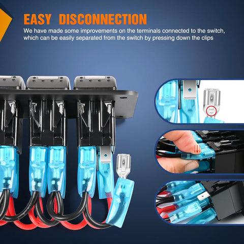 Two Gang Rocker Switch Panel With PD Type C USB Charger And Voltmeter 12V SPST On Off Toggle Switches wiring detail