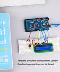 Two 830 Point And Two 400 Point Solderless Breadboards Kit For Arduino Projects shown with Arduino and LCD display setup