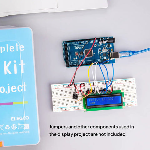 Two 830 Point And Two 400 Point Solderless Breadboards Kit For Arduino Projects shown with Arduino and LCD display setup