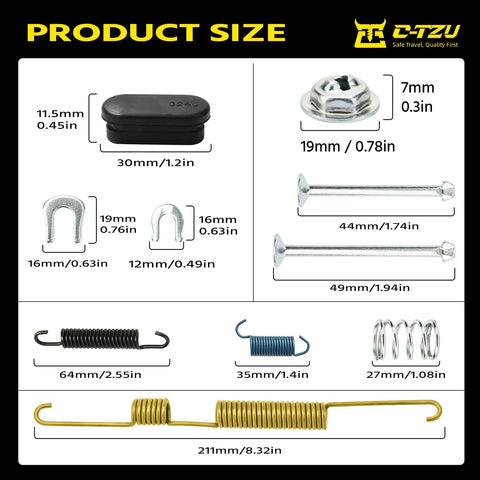 Top Notch Rear Parking Brake Hardware Kit For Toyota Camry 4Runner Pickup T100 Tacoma Tundra Fits Models From 87 Through 2011 Replaces 18K655 And WK3016 With Smooth Operation, size chart of springs and clips