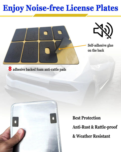 8 adhesive anti-rattle pads for Dope Carbon Fiber Look License Plate Frame 2 Pack For Front And Rear Mounts