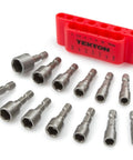 Quick Change Power Nut Driver Bit Set, 14-Piece Inch And Metric Hex Shank Bits With Storage Clip, Forged Chrome Vanadium Steel