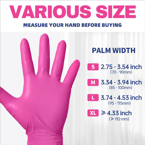 Nitrile Exam Gloves 4 Mil 100 Count Powder-Free Latex-Free Medical And Food Safe Disposable Gloves In Hot Pink Small Size