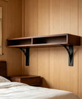 Heavy Duty Carbon Steel Triangle Shelf Bracket For Floating Shelves And TV Stands Rustproof Wall Mount with wooden shelf installed