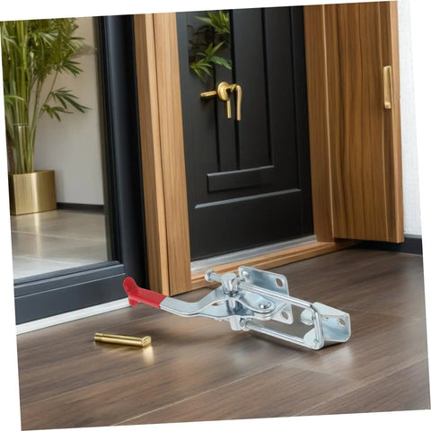 Heavy Duty Toggle Latch Clamp Set Of 2 With 2183 Lbs Holding Capacity Anticorrosive Galvanized Iron Quick Release Pull Latch For Toolbox And Drawer Chests Built To Last Tough As Nails Ready To Roll on wood floor, galvanized iron