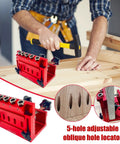 Adjustable Pocket Hole Jig And Precision Woodworking Guide Crafted From Heavy Duty Aluminum Alloy For Precise Angle Drilling in use.