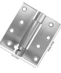 Spring Loaded Self Closing Door Hinges 2 Pack No Fuss, 201 Stainless Steel shown flat with mounting holes.