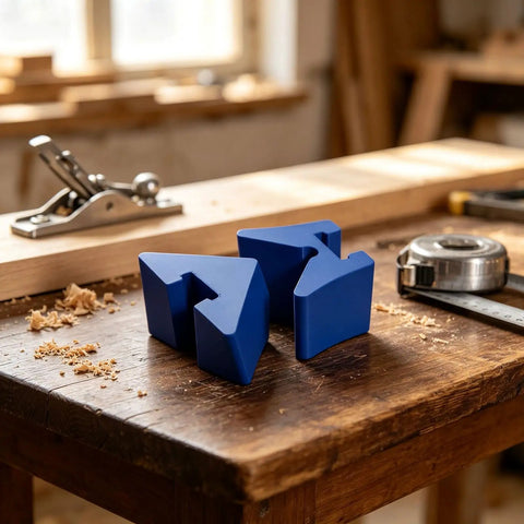 Heavy Duty Lightweight Portable Angle Clamp Adapter With Precision Alignment System For Fast Setup And Smoother Woodworking On Job Sites, White on wood table.