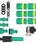 Heavy Duty 24 Pcs Hose Connector Fitting Set With G1/2 Quick Connect Garden Hose Repair Kit, ABS Water Pipe Joints And Couplings For Irrigation Car Washing And Pet Bathing That Is Totally Sick. green ABS hose connectors and O-rings