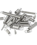 Stainless Steel Tension Springs With Hooks For Tool Accessories And DIY Projects 8mm Wire By 10 Pcs Set Including 20mm Extension Stretch Gears That Rock, arranged in a pile.