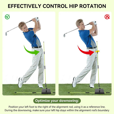Golf swing comparison using Adjustable Golf Alignment Stick Holder With 48 Inch Collapsible Alignment Sticks For Aiming And Putting And Swing Training Backyard Practice Golf Accessory Set For Pro Level Feedback And Easy Practice.