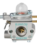 Carburetor For Craftsman 25cc Weed Eater Trimmer WS210 WS2200 WS2200 SE2200 2 Cycle Replacement Part side view with dimensions.