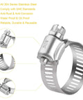 Close-up of Stainless Steel Hose Clamps 15 Pack With Worm Gear Drive SAE 20 For Automotive Plumbing And Marine Use Clamp