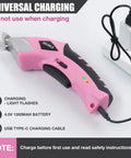 Hot 4V Cordless Electric Scissors With 3 Sharp Blades For Fabric And Cardboard charging with USB Type-C cable.