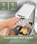 Overhead view of Barista Grade Espresso Machine With Milk Frother For Home Use, 20 Bar Pump, Stainless Steel Build