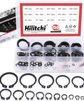External Circlip Snap Retaining Ring Kit Alloy Steel 150 Piece Assortment For 4mm To 28mm Sizes in plastic case.