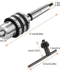 MT2 Drill Chuck For Lathe With JT33 Morse Taper Two Arbor And Chuck Key One Thirty Second To Five Eighth Inch Capacity