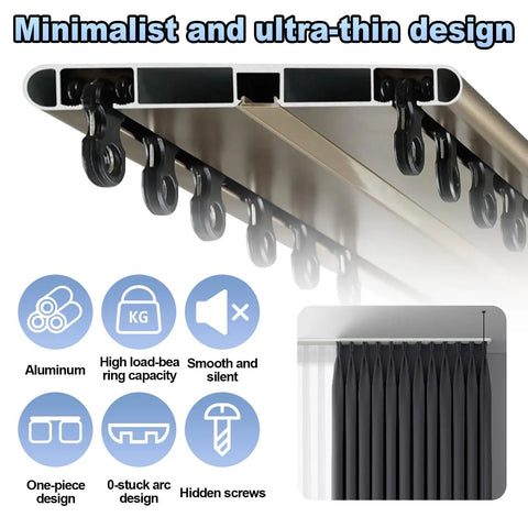 Double Row Curtain Track System With Silent Glide For Drop Ceiling Heavy Duty Design Hassle Free Snap Together Setup No Tools Needed Pre Connected For 39 Inch Plus Lengths Easy DIY Install And Quiet Operation, aluminum track